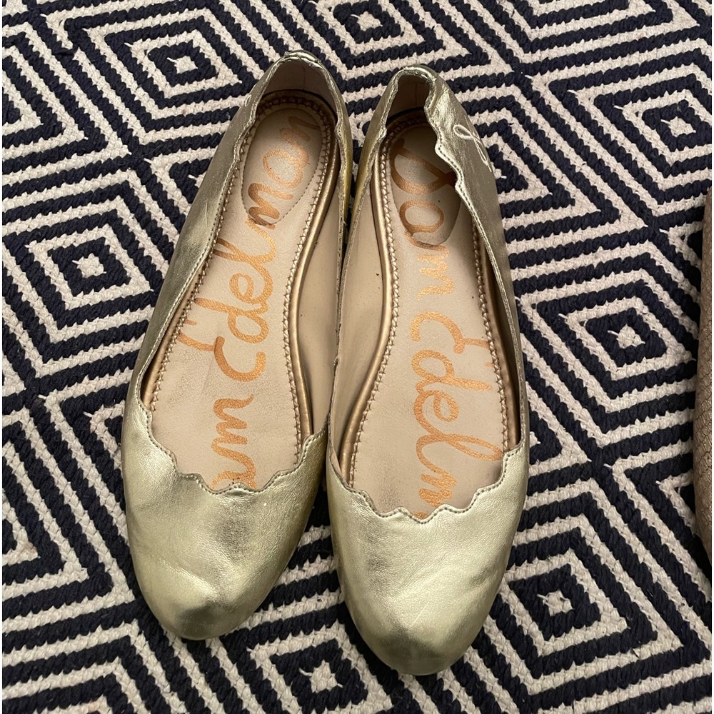 Sam Edelman Gold Ballet Flats. Lame Metallic Size 7 1/2.